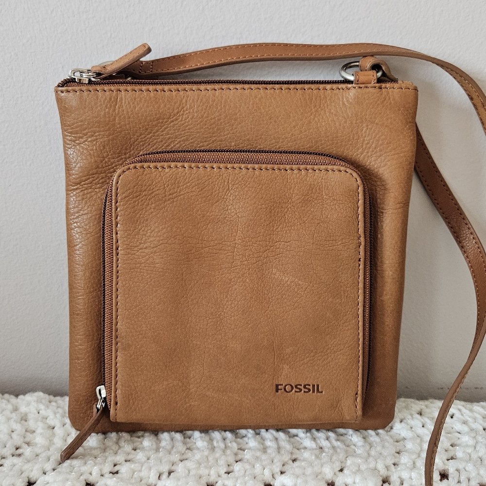 Fossil Small Brown Leather Crossbody Bag